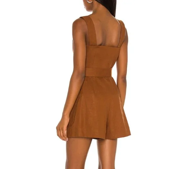 L'Academie Shauntie Romper in Brown, Size Small - Picture 3 of 7